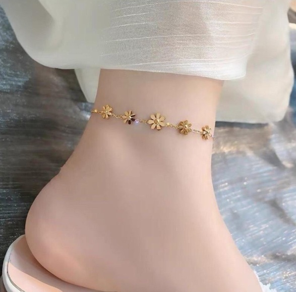 Gelang Kaki Emas Bunga Daisy